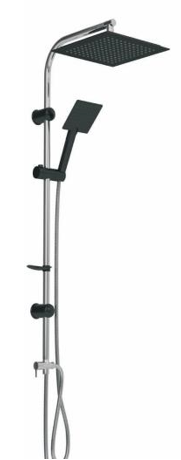 ერთფუნქციური საშხაპეს დუშის კომპლექტი - შავი/ROBOT PANDA BLACK+KROM SHOWER SET