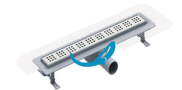 საშხაპე დრენაჟი / Ø 50 33 CM ჰორიზონტალური გასასვლელი / პლასტმასის კორპუსი/ უჟანგავი ბადე/SHOWER CHANNEL - PERA - EUROLINE MESH - PLASTIC BODY - H.O -