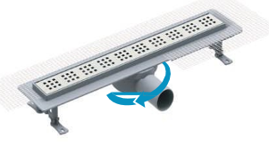 საშხაპე დრენაჟი / Ø 50 40 CM ჰორიზონტალური გასასვლელი / პლასტმასის კორპუსი/ უჟანგავი ბადე/SHOWER CHANNEL - PERA - EUROLINE MESH - PLASTIC BODY - H.O -