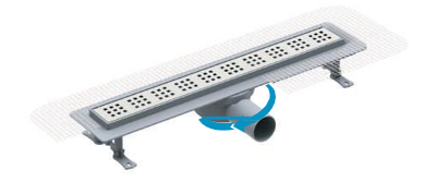 საშხაპე დრენაჟი / Ø 50 50 CM ჰორიზონტალური გასასვლელი / პლასტმასის კორპუსი/ უჟანგავი ბადე/SHOWER CHANNEL - PERA - EUROLINE MESH - PLASTIC BODY - H.O -