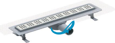 საშხაპე დრენაჟი / Ø 50 60 CM ჰორიზონტალური გასასვლელი / პლასტმასის კორპუსი/ უჟანგავი ბადე/SHOWER CHANNEL - PERA - EUROLINE MESH - PLASTIC BODY - H.O -