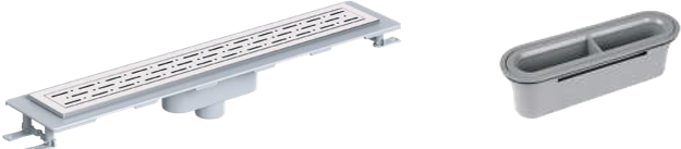 საშხაპე დრენაჟი / 50  სმ  ვერტიკალური გასასვლელი / პლასტმასის კორპუსი / SHOWER CHANNEL - STANDART - DELUXE - PLASTIC BODY - V.O - 50 CM