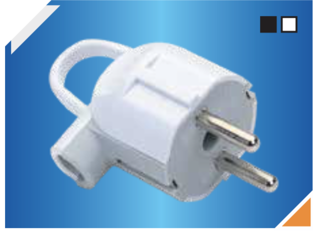 მამალი ჩანგალი დამიწებით კუთხის (L)/DE-PA Earthed male Plug (L) 11103