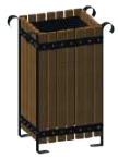 ეზოს ნაგვის ურნა მეტალი-ხე კვადრატული 38x73x61 / KARE  AHŞAP KAPLAMALI DIŞ MEKAN ÇÖP KOVASI BOYALI