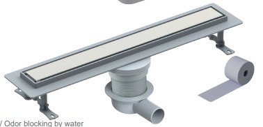 საშხაპე დრენაჟი / Ø 50 33 CM ჰორიზონტალური გასასვლელიSHOWER CHANNEL - PERA - EUROLINE WITH MEMBRANE - PLASTIC BODY - Y360° - H.O - 33 CM