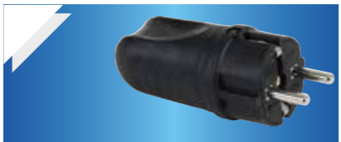 კაუჩიკის მამალი ჩანგალი დამიწებით/DE-PA Rubber Earthed Male Plug
