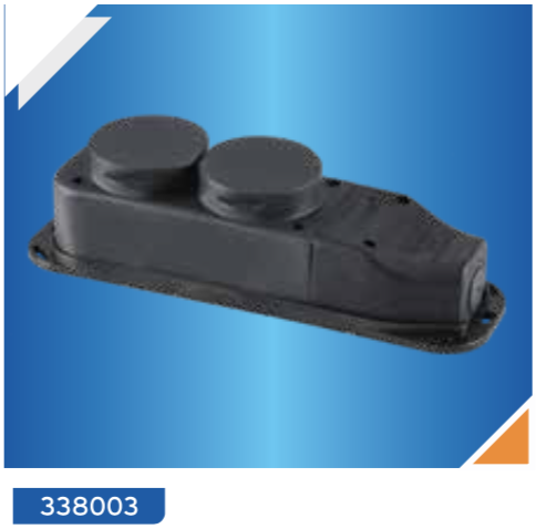 კაუჩუკის გამანაწილებელი 2-იანი უსადენო (1ფაზიანი)/DE-PA Rubber 2 Gang Grup Socket