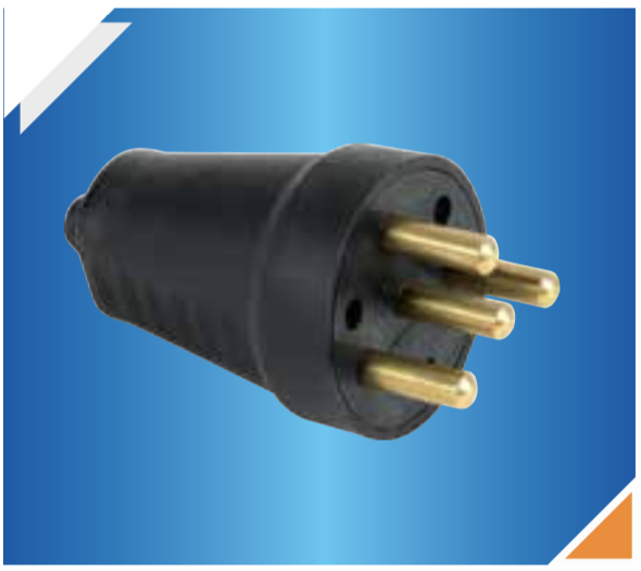 კაუჩუკის მამალი ჩანგალი ( 3 ფაზიანი )/DE-PA 3 phase Rubber Earthed Male Plug