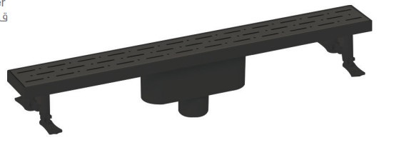 შავი ფერის საშხაპე დრენაჟი / Ø 50 40 CM ვერტიკალური გამოსასვლელით / პლასტიკური კორპუსი/SHOWER CHANNEL CALSSIC-LINE-PLASTIC BODY-V.O- 40 CM-BLACK