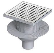 პლასტმასის კორპუსი / 40 Ø - V.O - 15x15 cm უჟანგავი მეტალის ბადე / სუნის დამხშობი/INSTALLATION SIPHONS 180 MM - 40 Ø - V.O - 15x15 cm