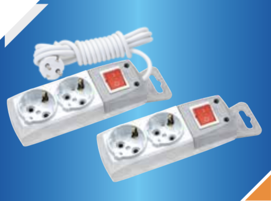 დამაგრძელებელი 2-იანი 3 მ კაბელით ჩამრთველით (დამიწებით)/DE-PA 2 Gang Earthed Socket with switch&3m 