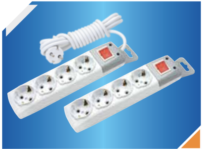 დამაგრძელებელი 4-იანი 3 მ კაბელით  ჩამრთველით (დამიწებით)/DE-PA 4 Gang Earthed Socket with switch&3m