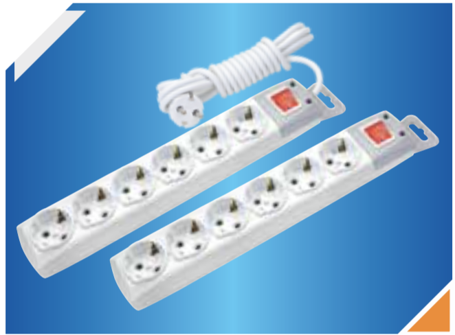 დამაგრძელებელი 6-იანი 3 მ კაბელით  ჩამრთველით (დამიწებით)/DE-PA 6 Gang Earthed Socket with switch&3m