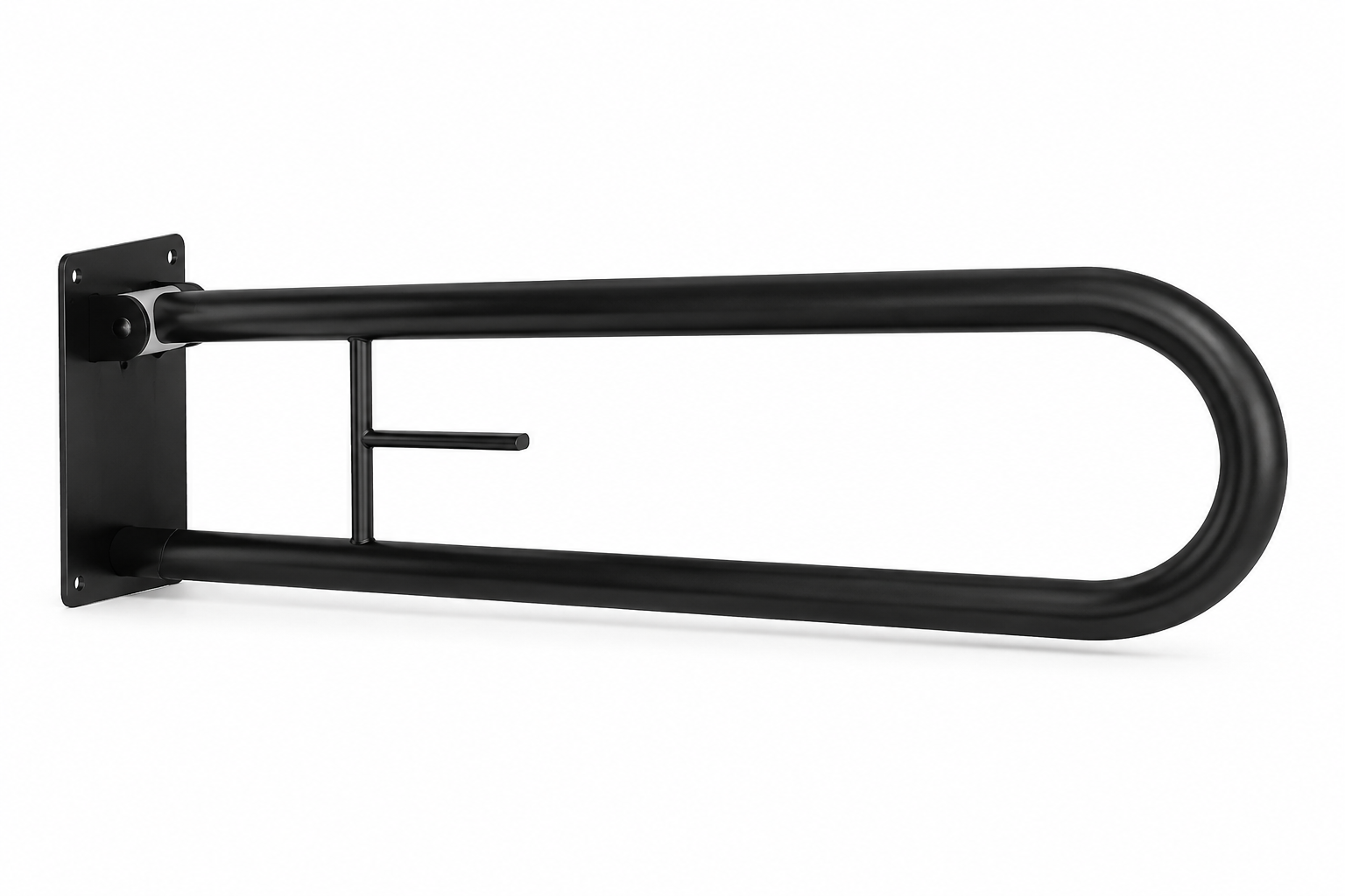 მოძრავი მოაჯირი/GRAB BAR WITH PAPER HOLDER 73x23x11 cm - BLACK
