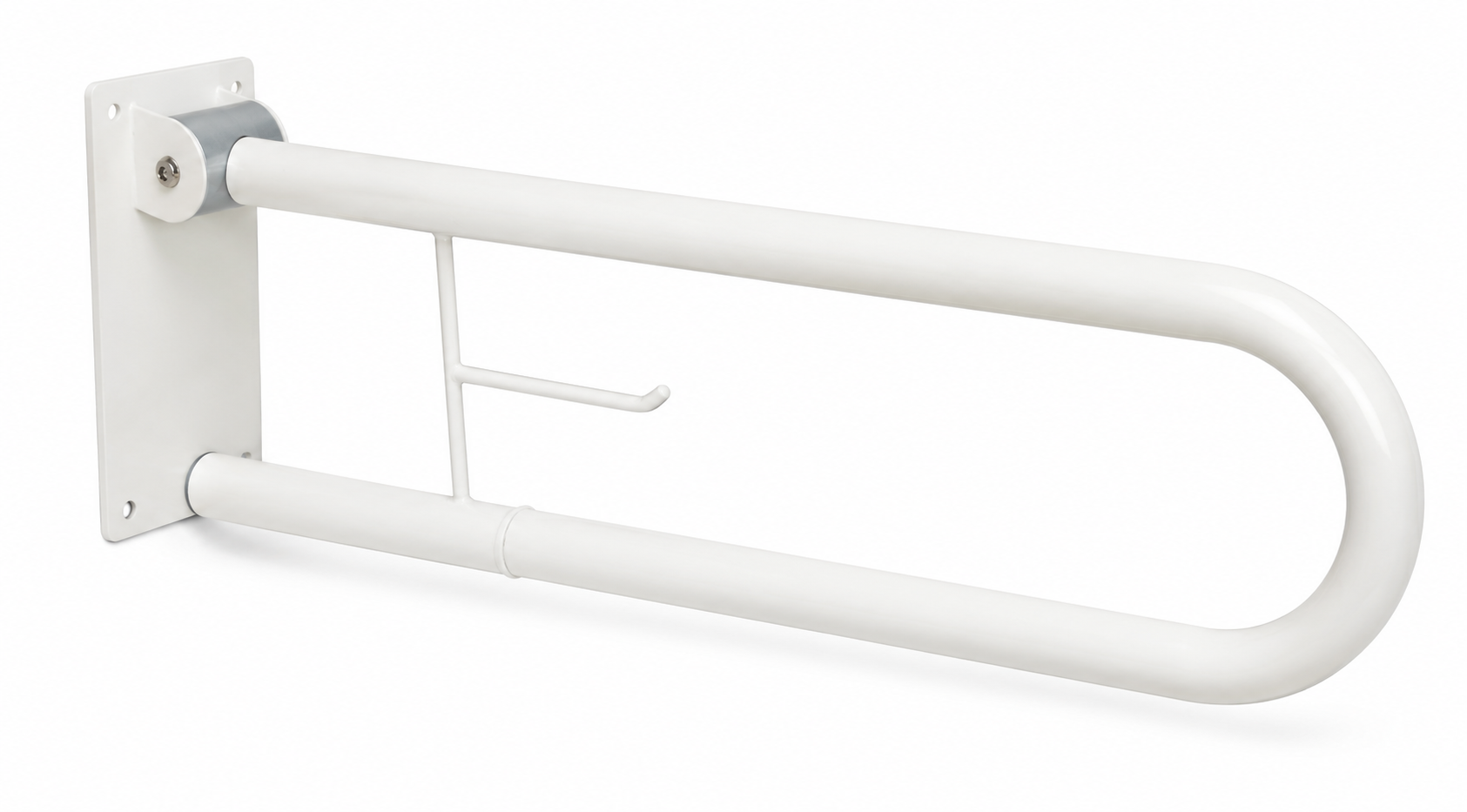 მოძრავი მოაჯირი /GRAB BAR WITH PAPER HOLDER 73x23x11 cm - WHITE