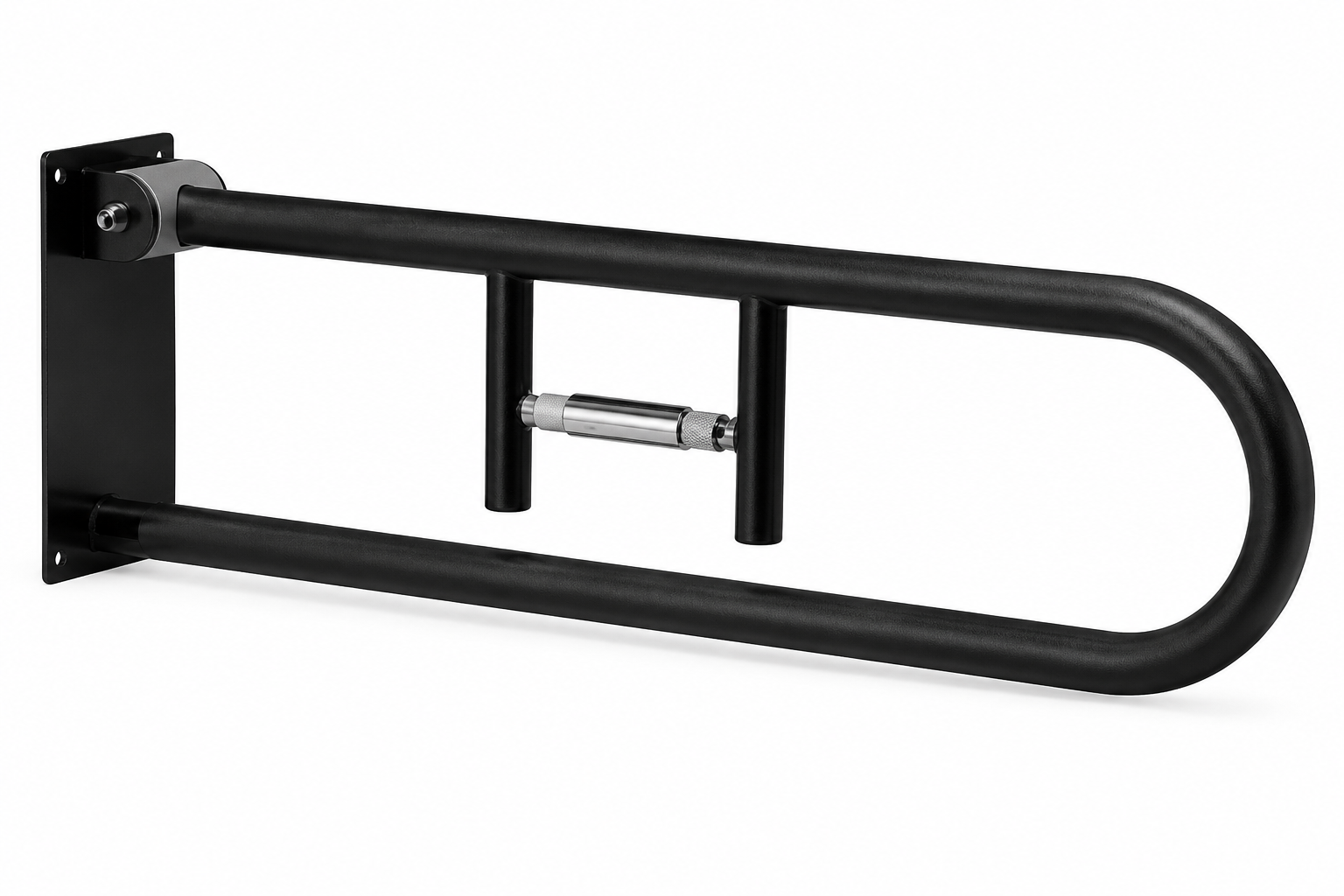 შშმ პირებისთვის--მოძრავი მოაჯირი/GRAB BAR WITH PAPER HOLDER 73x23x11 cm - BLACK