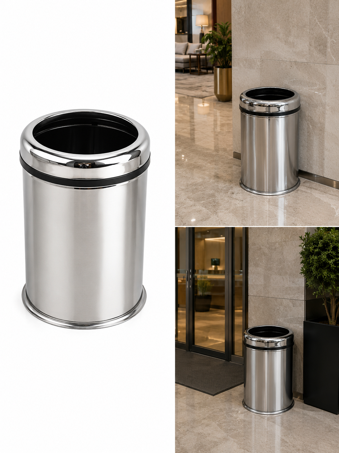 (ს22-23) ნაგვის ურნა ღია ტიპის 32 LT 46 cm/DUST BIN - PRATIC COVER WITH CIRCLE - SS.430 32 LT