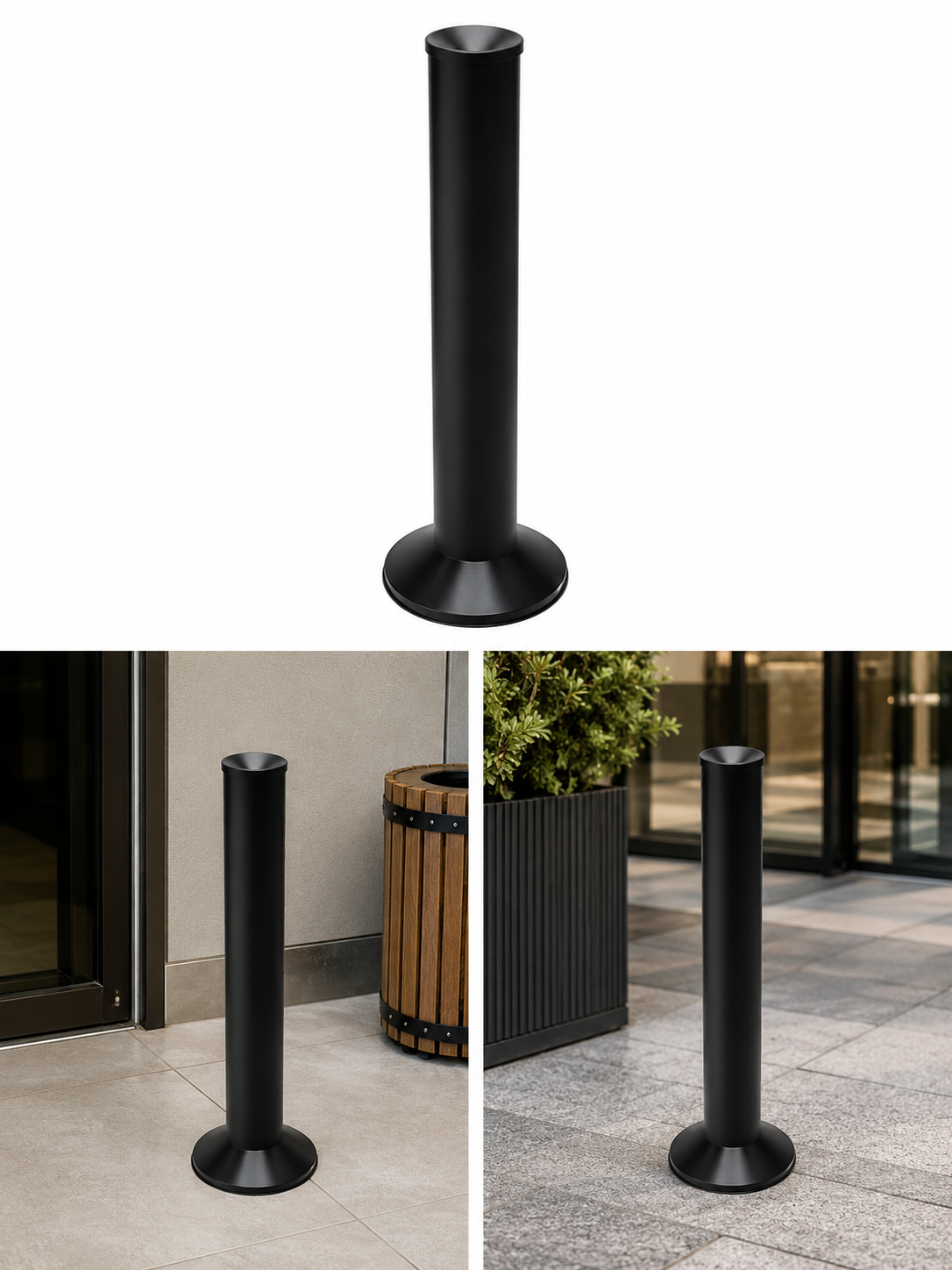 (ს22) მილისებრი ტიპის საფერფლე შავი/ASHTRAY - PIPE TYPE - Ø 110 - 83 CM -  BLACK