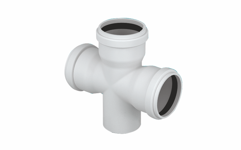 (ს3) საკანალიზაციო მილის ჯვარედინი 50x50  PVC 90°