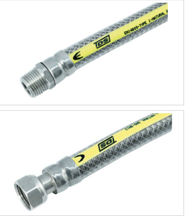 ბუნებრივი აირის მილი1/2x1/2  შიგა-გარე ხრახნით (ყვითელი75 სმ)      FL-271   TDS