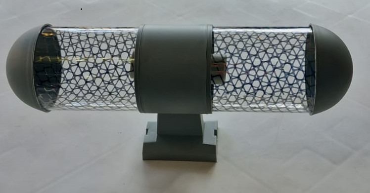 კედლის სანათი ბადით ორმხრივი ნათებით XF02/2(ნაცრისფერი)